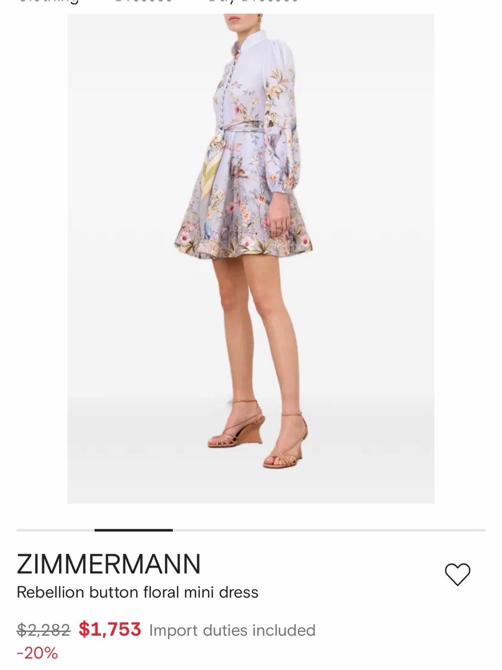 NWT ✨Zimmermann Rebellion floral mini dress